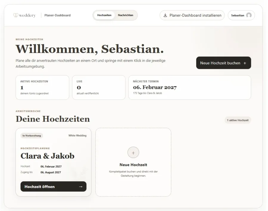 Hochzeitsplanerin verwaltet ihre Hochzeiten mit Weddery